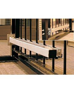 The Dictator Adapt-A-Gate - Hydraulic Gate Closer installed on a black gate