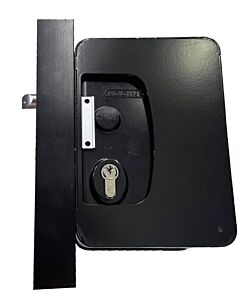 The Locinox Gate Lock with Push Pad and Shroud in black 9005