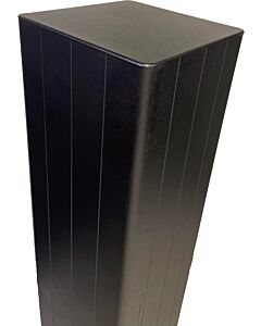 Up close of top of TFS Gates aluminium gate post with black finish