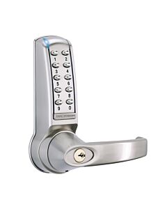 Stainless steel silver CL4010 Electronic Tubular Mortice Latch with silver keypad buttons and handle
