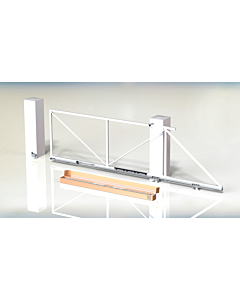 Illustration of the All-in-One" Cantilever Gate Hardware Kit for Openings up to 4m in the colour white