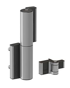 The Locinox Gate Closer Tiger Hydraulic Closer installed on a anthracite grey gate