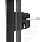 Black Locinox EN 179 Certified Anti Panic Gate Lock Kit with silver handle which says Locinox above
