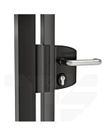 Black Locinox EN 179 Certified Anti Panic Gate Lock Kit with silver handle which says Locinox above